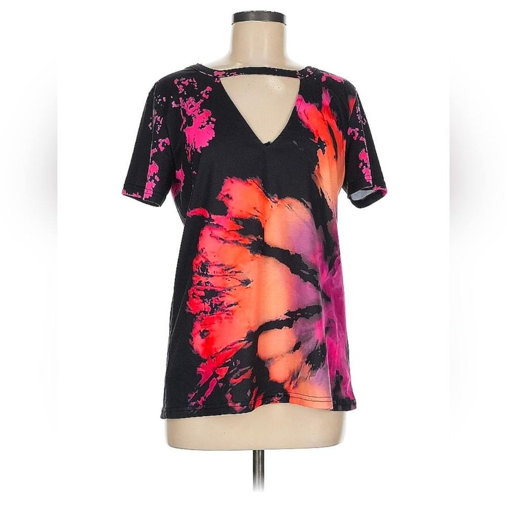 Vibrant Tie-Dye V-Neck Women's Top